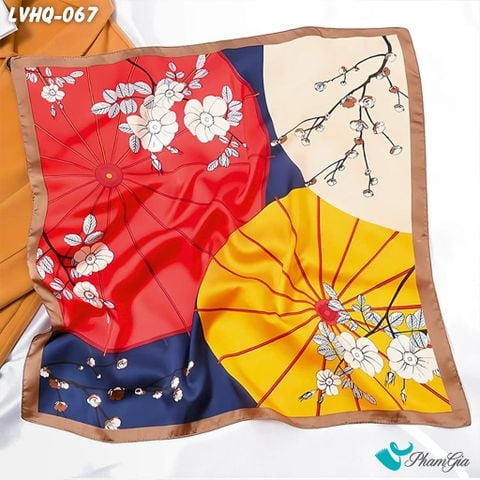 Khăn Lụa Vuông 70*70Cm Phong Cách Hàn Quốc Họa Tiết Hoa Á Đông Trang Nhã (LVHQ067)