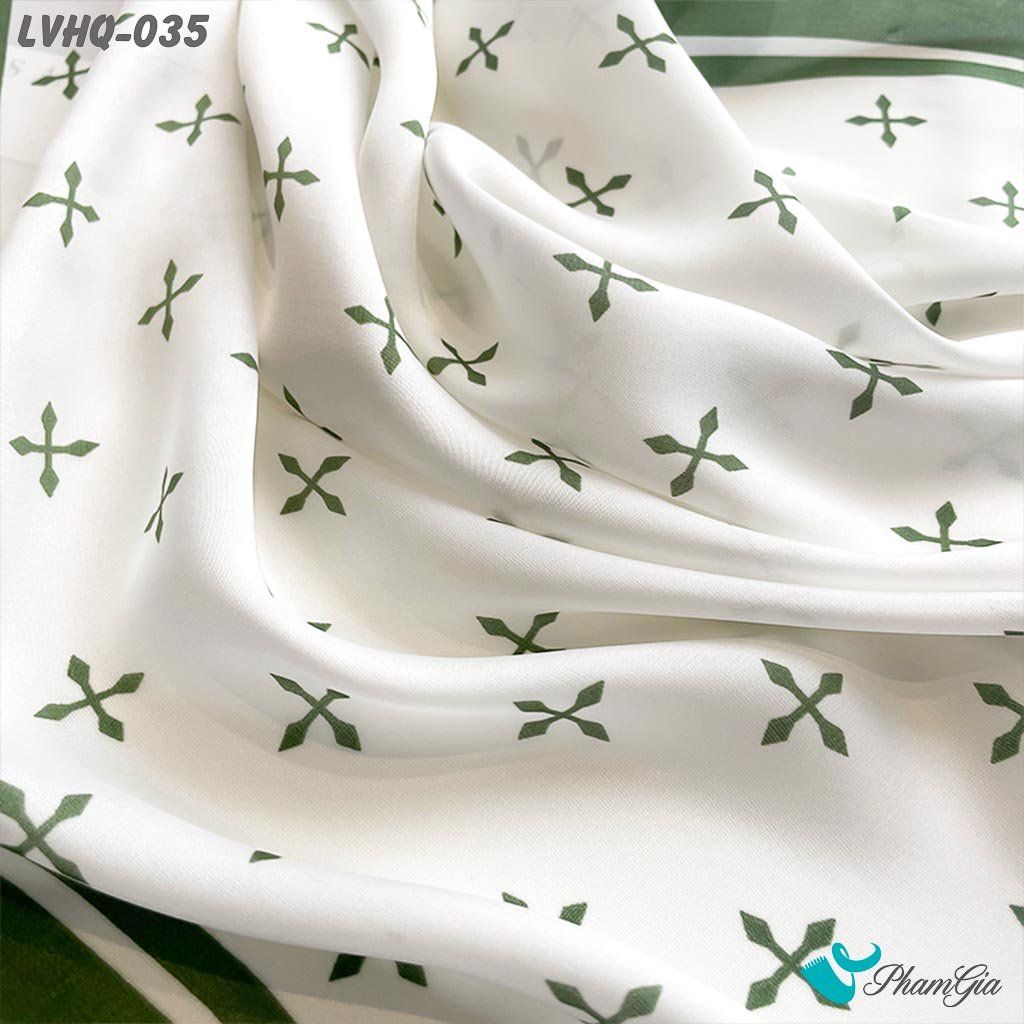 Khăn Lụa Vuông 70*70Cm Phong Cách Hàn Quốc Họa Tiết Minimal Màu Xanh (LVHQ035)