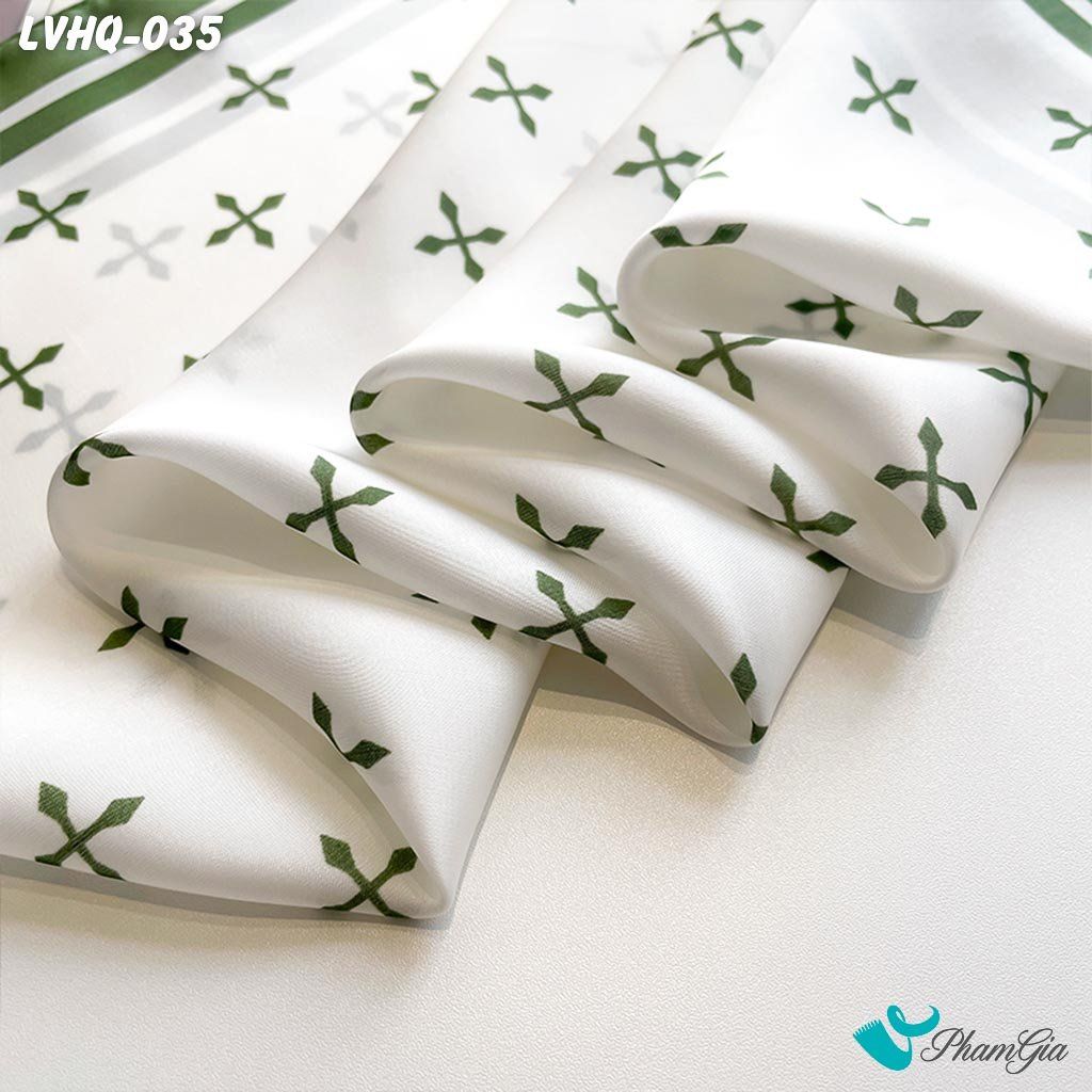 Khăn Lụa Vuông 70*70Cm Phong Cách Hàn Quốc Họa Tiết Minimal Màu Xanh (LVHQ035)