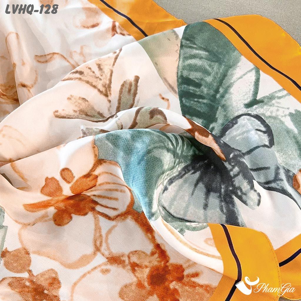 Khăn Lụa Vuông 70*70Cm Phong Cách Hàn Quốc Họa Tiết Vườn Hoa Sắc Màu (LVHQ128)