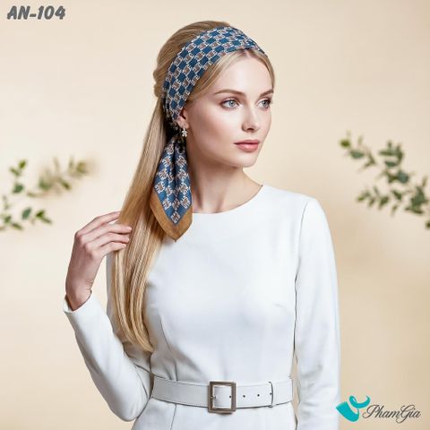 Khăn Linen Vuông An Nhiên 63*63Cm Cao Cấp Hoạ Tiết Kỷ Hà Màu Xanh Cổ Vịt Cổ Điển (AN104)