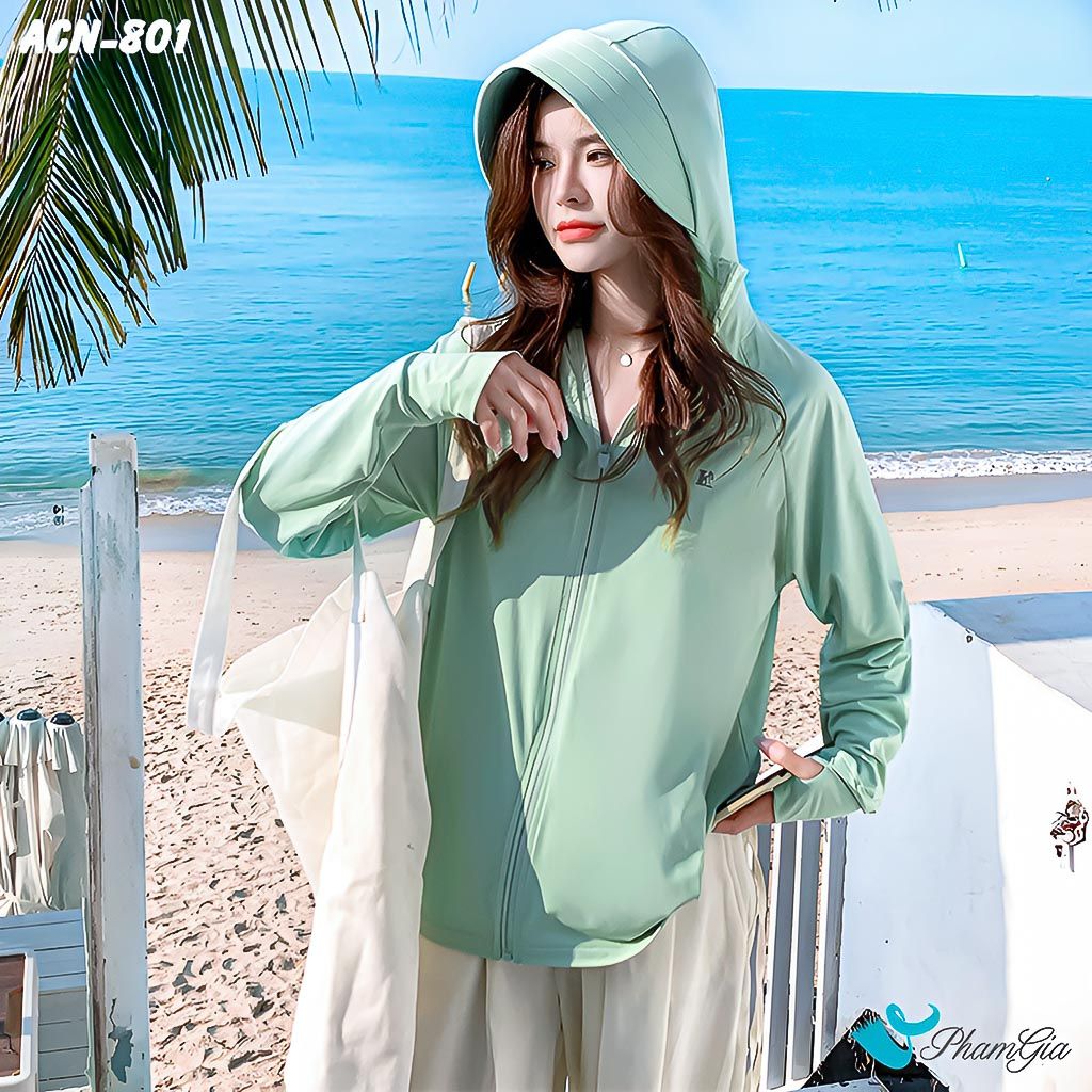 Góc Phải Áo Chống Nắng Hạ Nhiệt Uni-Cool Max Cao Cấp Màu Xanh Mint