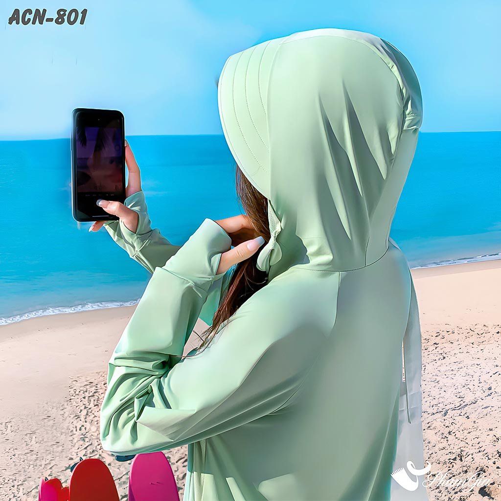 Góc Sau Áo Chống Nắng Hạ Nhiệt Uni-Cool Max Cao Cấp Màu Xanh Mint