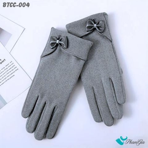 Găng Tay Da Lộn Lót Lông Giữ Ấm Thời Trang Màu Xám (BTCC004)