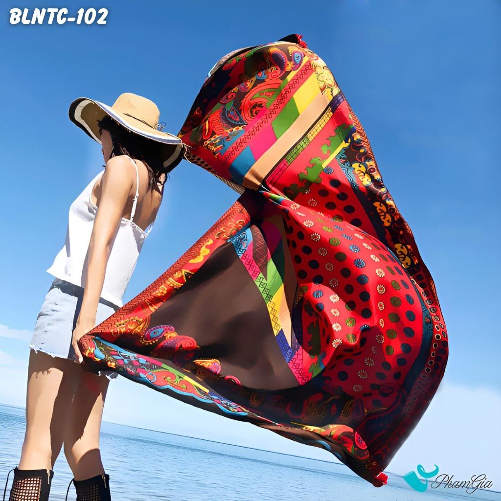 Khăn Choàng Linen Boho Họa Tiết Thổ Cẩm (BLNTC102)