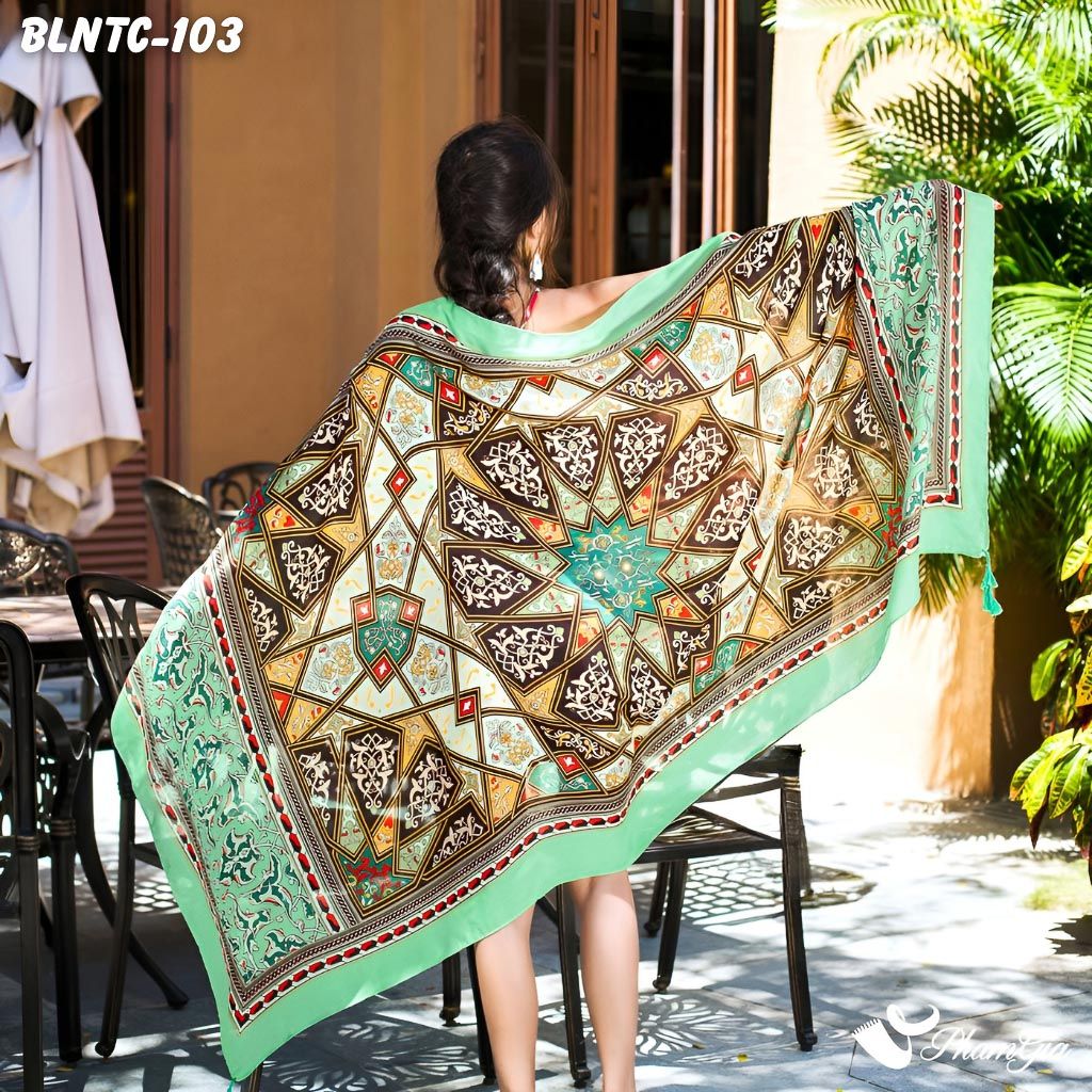 Khăn Choàng Linen Boho Họa Tiết Thổ Cẩm (BLNTC103)