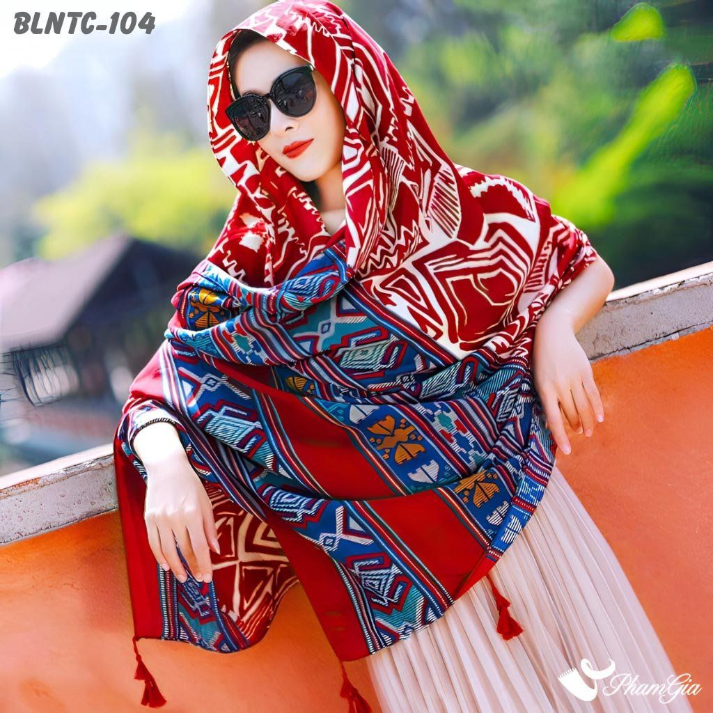 Khăn Choàng Linen Boho Họa Tiết Thổ Cẩm (BLNTC104)