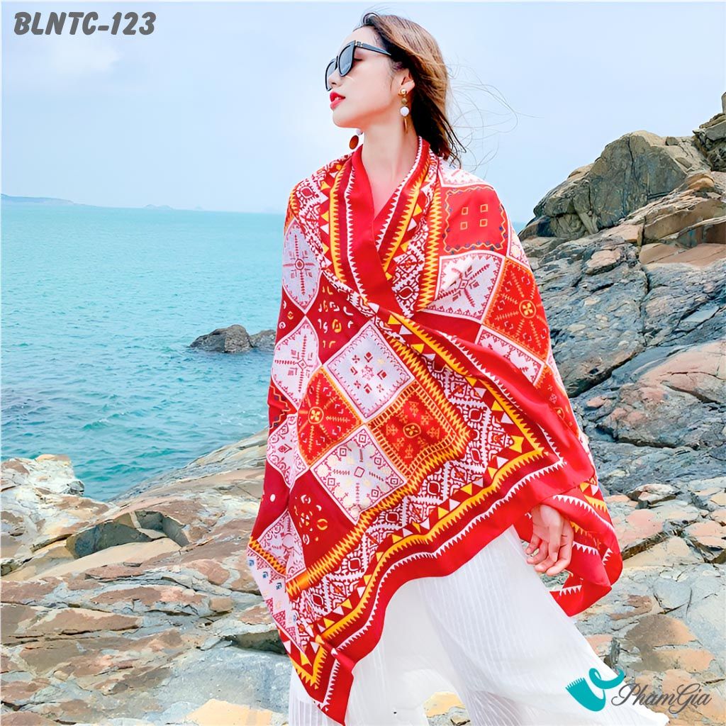 Khăn Choàng Linen Boho Họa Tiết Thổ Cẩm (BLNTC123)