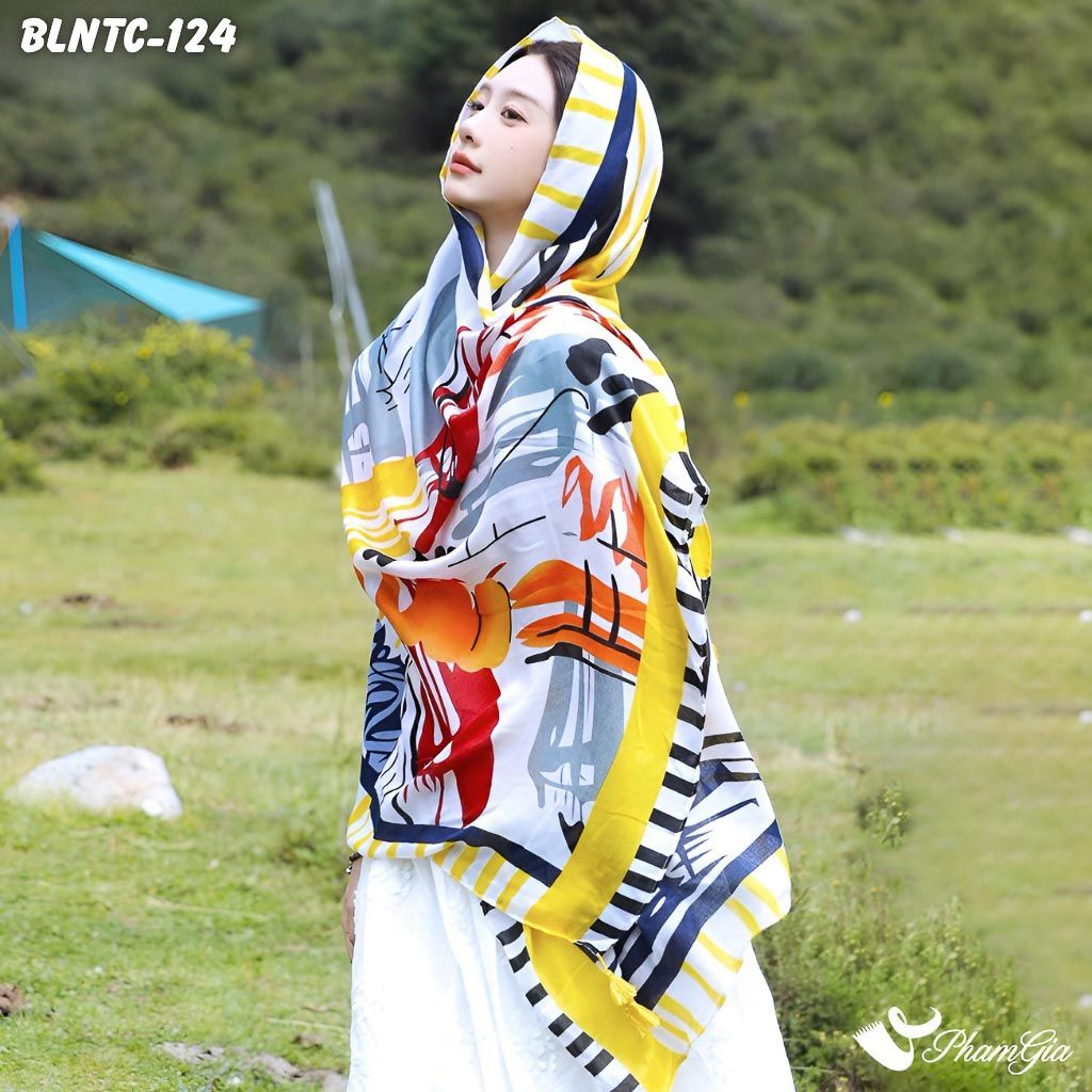 Khăn Choàng Linen Boho Họa Tiết Thổ Cẩm (BLNTC124)