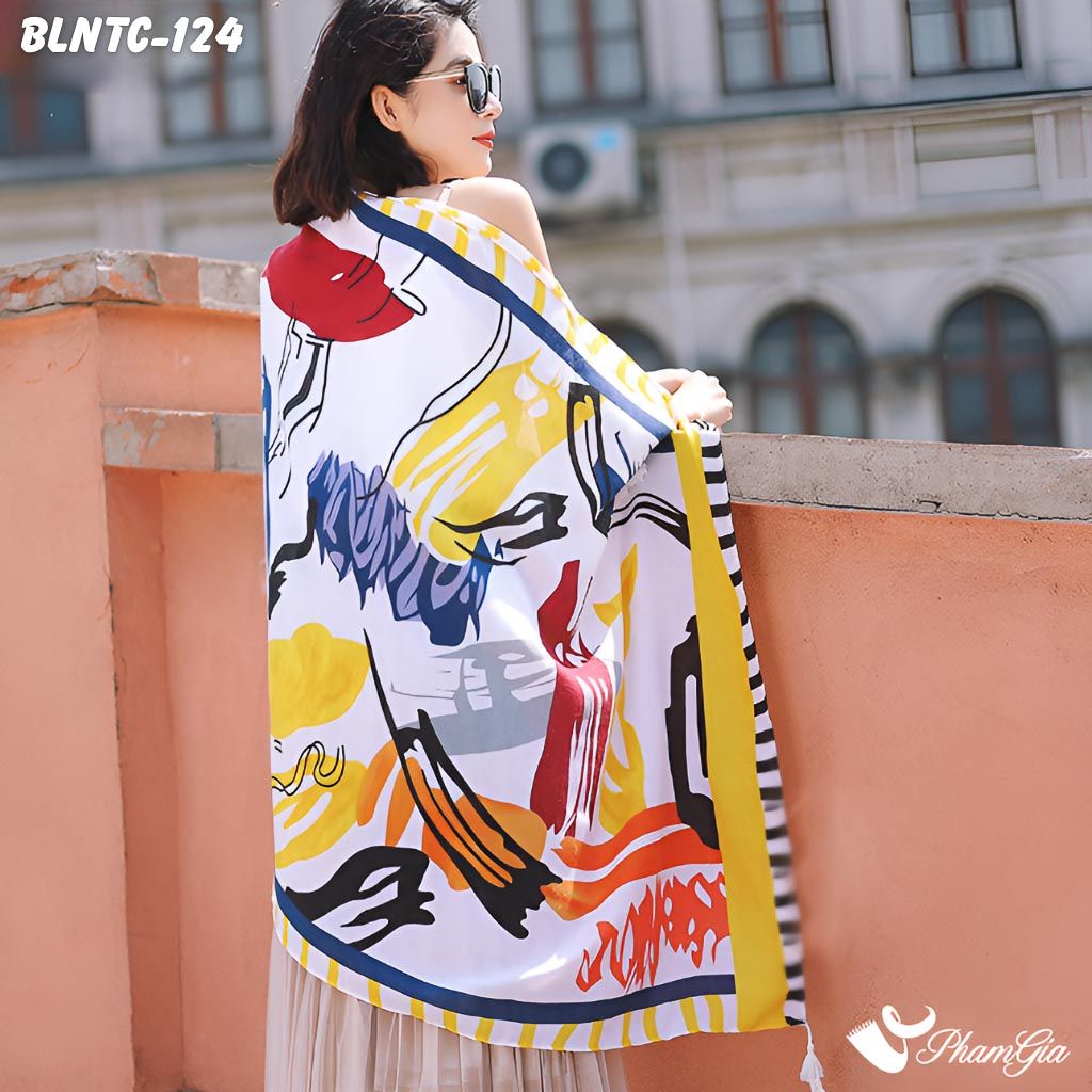 Khăn Choàng Linen Boho Họa Tiết Thổ Cẩm (BLNTC124)