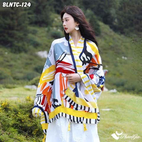 Khăn Choàng Linen Boho Họa Tiết Thổ Cẩm (BLNTC124)