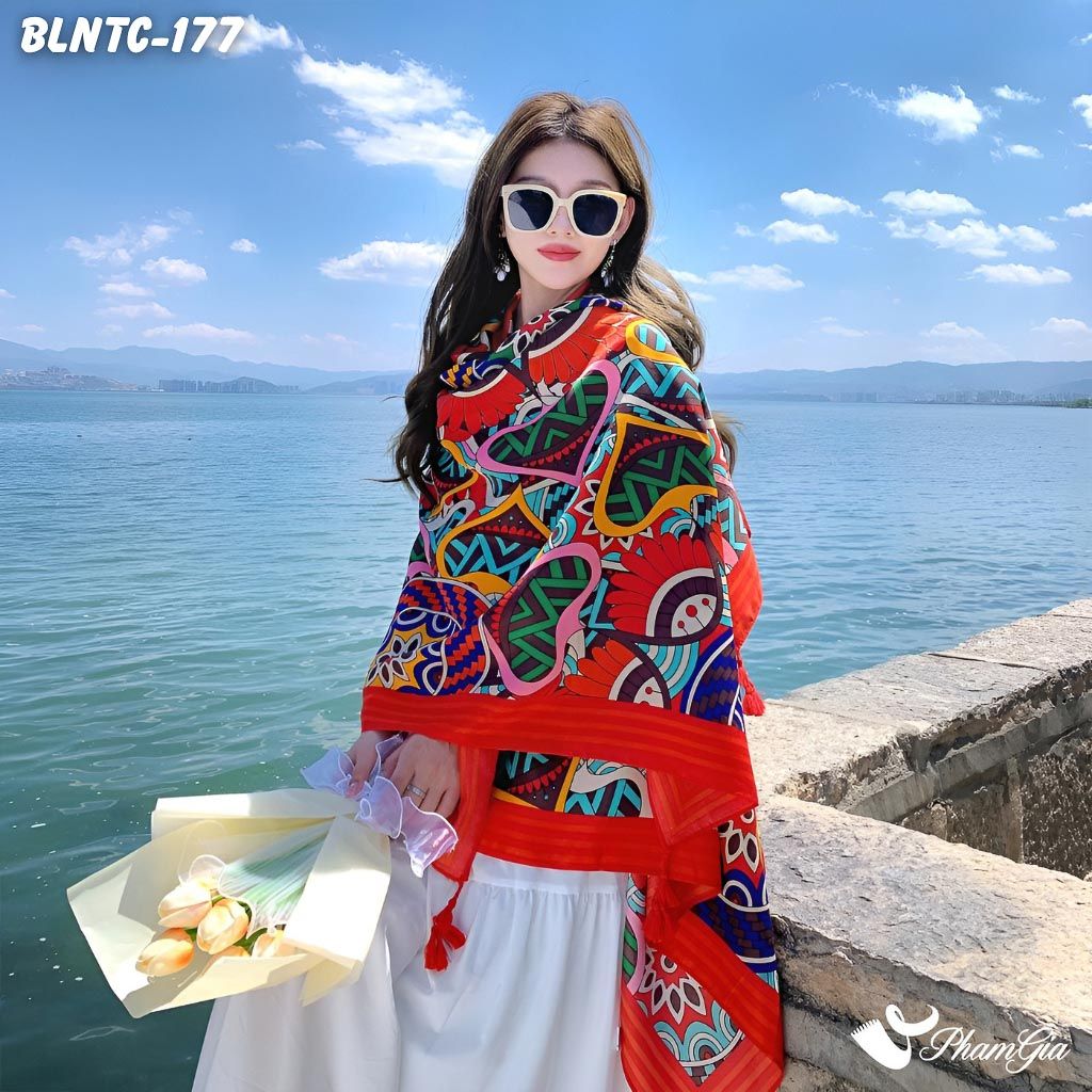 Khăn Choàng Linen Boho Họa Tiết Thổ Cẩm (BLNTC177)