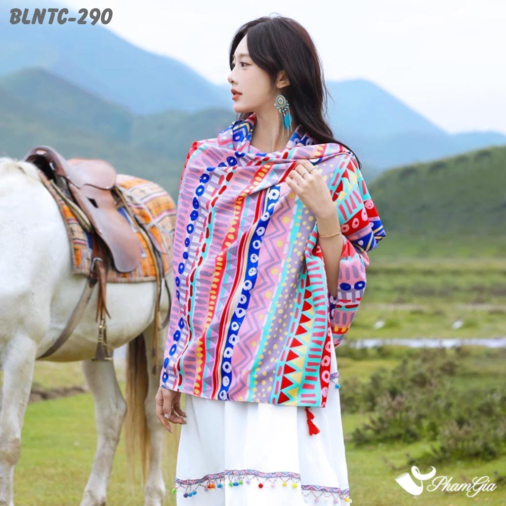 Khăn Choàng Linen Boho Họa Tiết Thổ Cẩm (LINEN290)