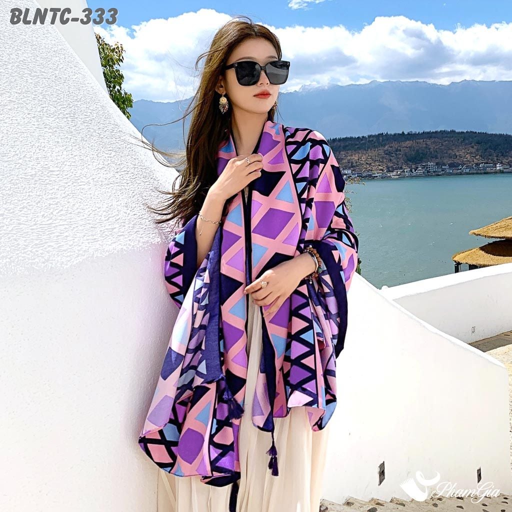 Khăn Choàng Linen Boho Họa Tiết Thổ Cẩm (BLNTC333)