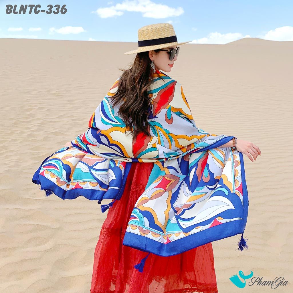 Khăn Choàng Linen Boho Họa Tiết Thổ Cẩm (BLNTC336)