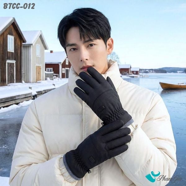 Găng Tay Phao Lót Lông 2 Lớp Giữ Ấm Mùa Đông, Chống Thấm Nước Cao Cấp Màu Đen (BTCC012)