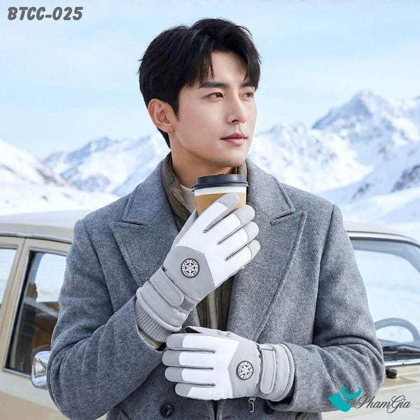 Găng Tay Mùa Đông Siêu Dày Lót Lông Giữ Ấm Cao Cấp Chất Liệu Trượt Nước, Chuyên Dụng Đi Tuyết Màu Xám (BTCC025)