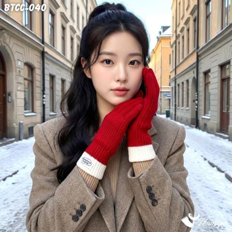 Găng Tay Len Cao Cổ Hiện Đại Giữ Ấm Mùa Đông Màu Đỏ Cao Cấp (BTCC040)