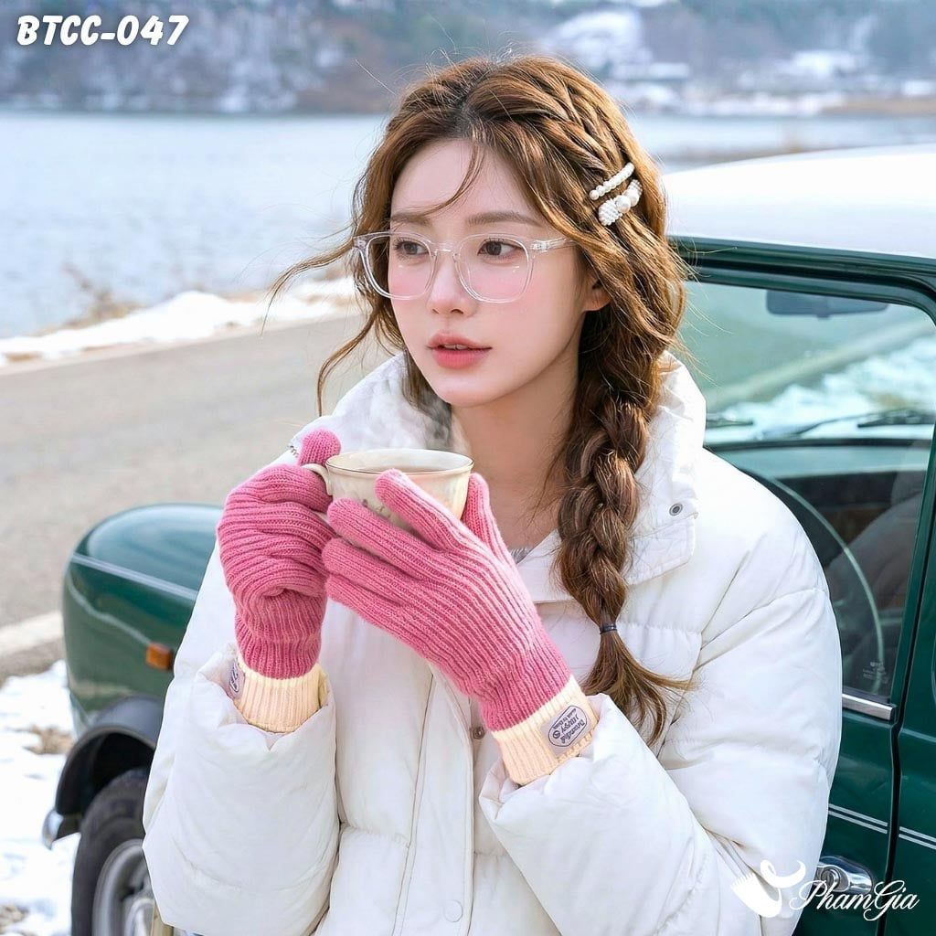 Găng Tay Len Cao Cổ Hiện Đại Giữ Ấm Mùa Đông Màu Hồng Cao Cấp (BTCC047)
