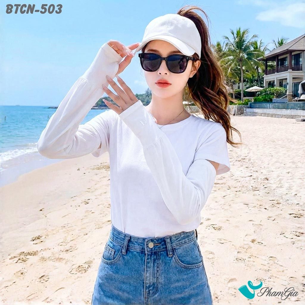 Găng Tay Ống Chống Nắng Oversize Hạ Nhiệt Cao Cấp Màu Trắng (BTCN503)