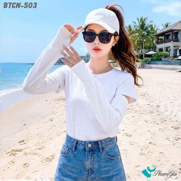 Găng Tay Ống Chống Nắng Oversize Hạ Nhiệt Cao Cấp Màu Trắng (BTCN503)