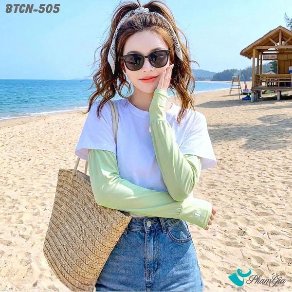 Găng Tay Ống Chống Nắng Oversize Hạ Nhiệt Cao Cấp Màu Xanh Bơ (BTCN505)