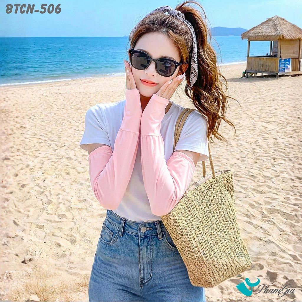 Găng Tay Ống Chống Nắng Oversize Hạ Nhiệt Cao Cấp Màu Hồng Baby (BTCN506)