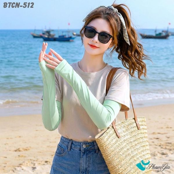 Găng Tay Ống Chống Nắng Slim-Fit Hạ Nhiệt Cao Cấp Màu Xanh Mint (BTCN512)