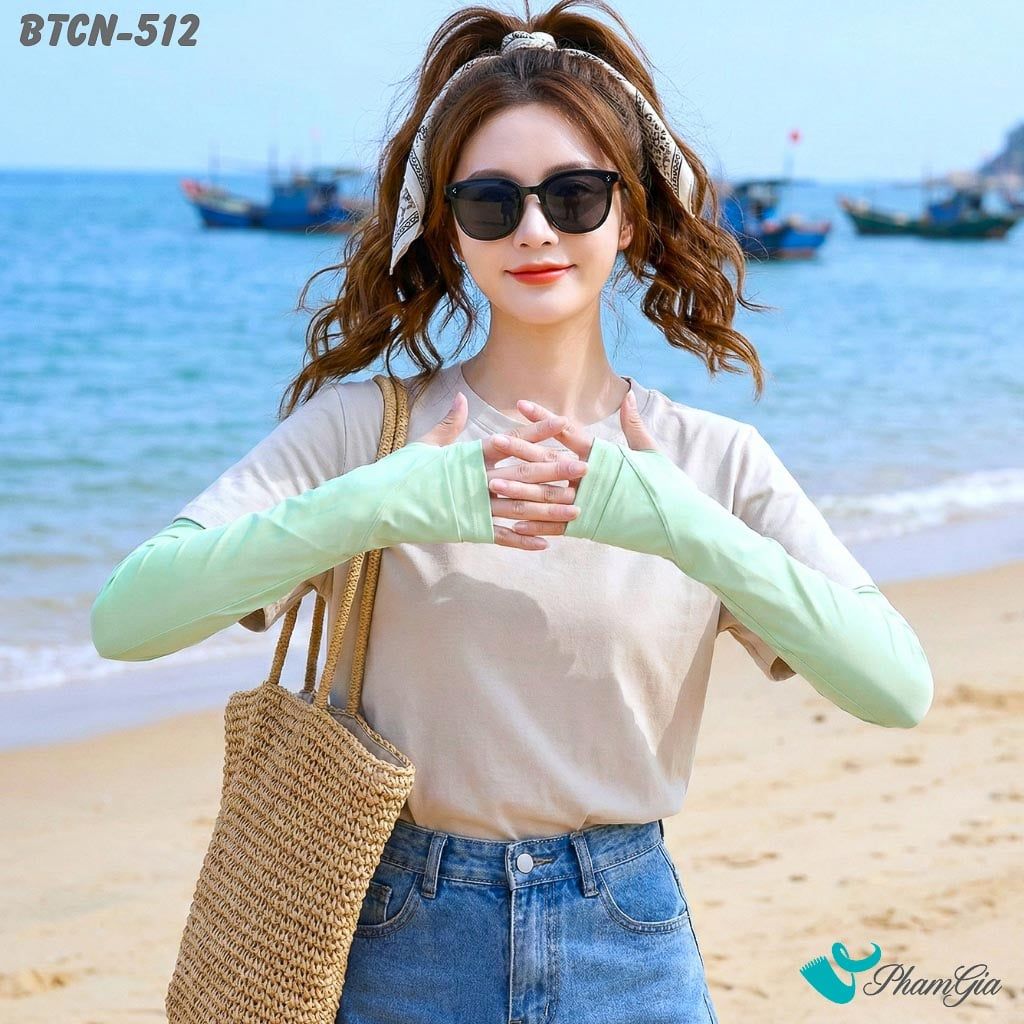 Găng Tay Ống Chống Nắng Slim-Fit Hạ Nhiệt Cao Cấp Màu Xanh Mint (BTCN512)