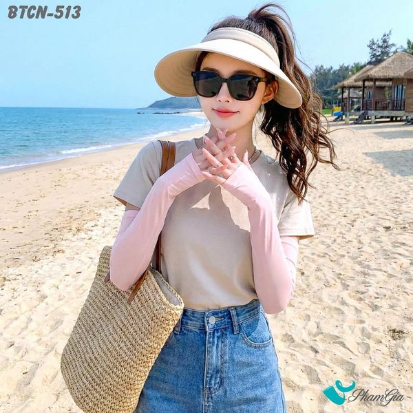 Găng Tay Ống Chống Nắng Slim-Fit Hạ Nhiệt Cao Cấp Màu Hồng Phấn (BTCN513)