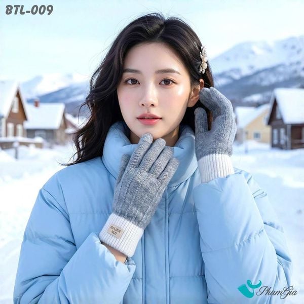 Găng Tay Len Lót Lông Hiện Đại Màu Xám (BTL009)