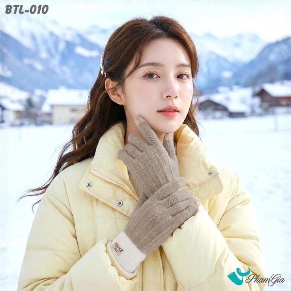 Găng Tay Len Lót Lông Hiện Đại Màu Beige (BTL010)