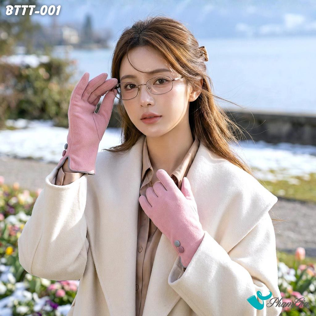 Găng Tay Da Lộn Thời Trang Giữ Ấm Màu Hồng Thanh Lịch (BTTT001)
