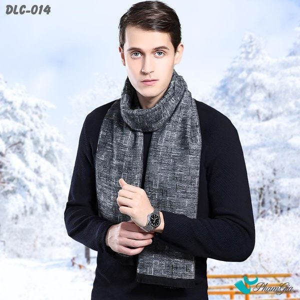 Khăn Choàng Dạ Cashmere Nam Cao Cấp Họa Tiết Retro Hiện Đại Màu Xám Ghi (DLC014)