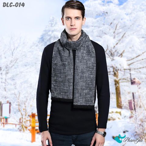 Khăn Choàng Dạ Cashmere Nam Cao Cấp Họa Tiết Retro Hiện Đại Màu Xám Ghi (DLC014)