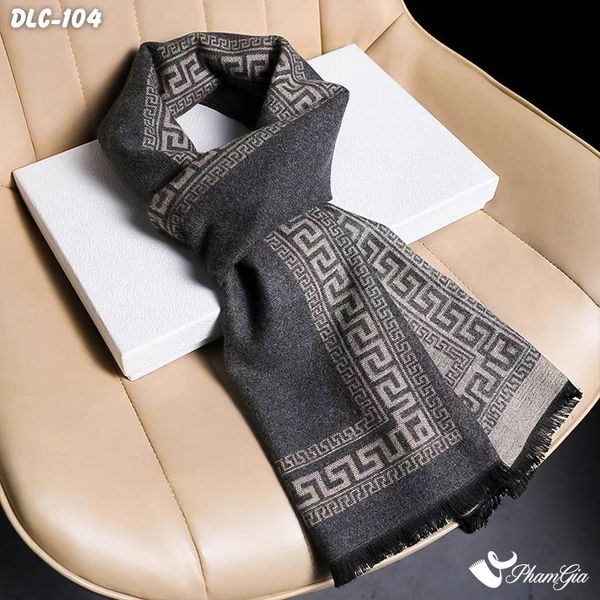 Khăn Choàng Dạ Lông Cừu Họa Tiết Hy Lạp Màu Ghi - Xám Cá Tính Cho Nam (DLC104)
