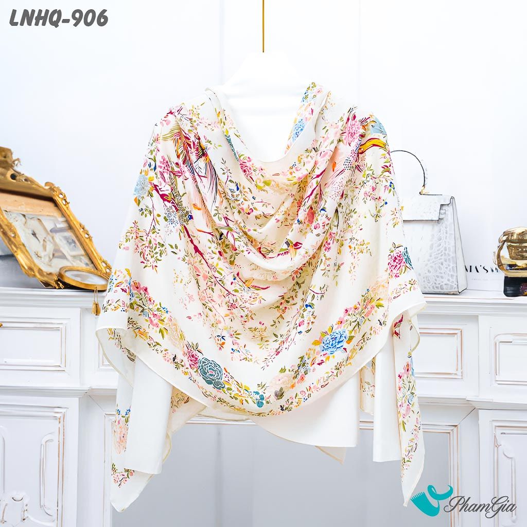 Góc Thẳng Khăn Choàng Linen Phong Cách Hàn Quốc Họa Tiết Hoa Lá Nhiều Màu Nữ Tính
