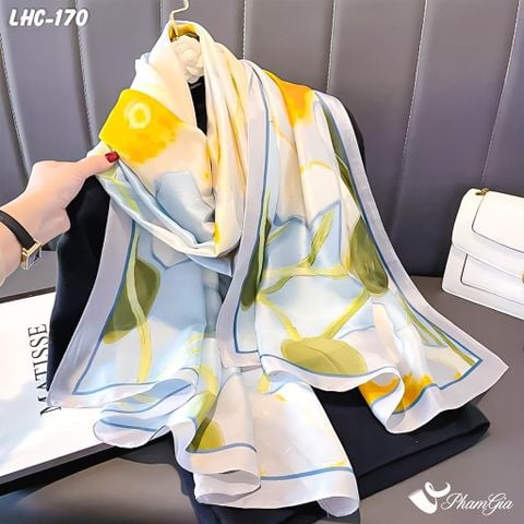 Khăn Choàng Lụa Hàng Châu Màu Hồng Kem Họa Tiết Hoa Đồng Tiền Trang Nhã
