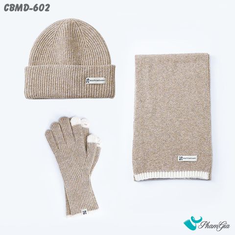 Combo Giữ Ấm Chuyên Dụng Gồm Khăn Len - Nón Len - Găng Tay Len Siêu Dày Màu Bạc Xỉu (CBMD602)