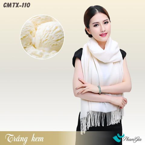 Khăn Choàng Cashmere Trơn Cao Cấp Màu Trắng Kem (CMTX110)