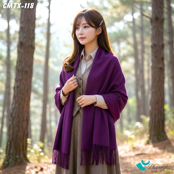 Khăn Choàng Cashmere Trơn Cao Cấp Màu Tím Cẩm (CMTX118)