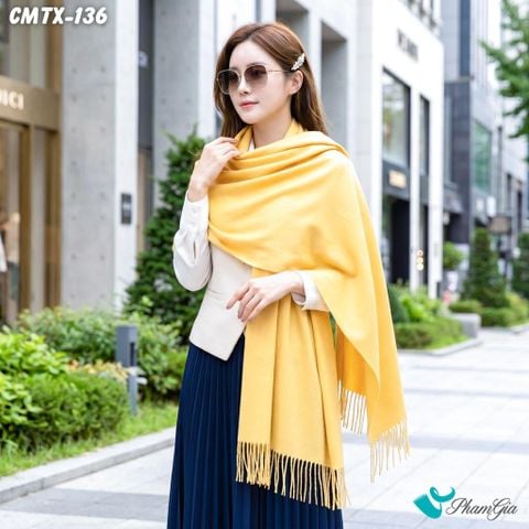 Khăn Choàng Cashmere Trơn Cao Cấp Màu Vàng Pastel (CMTX136)