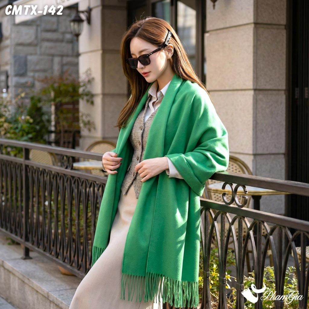 Khăn Choàng Cashmere Trơn Cao Cấp Màu Xanh Két (CMTX142)