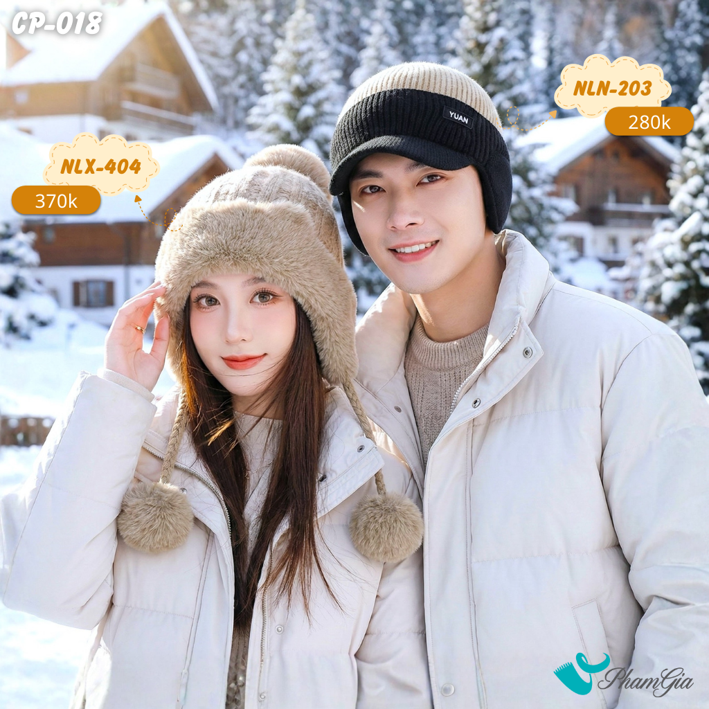 Set Nón Len, Nón Giữ Nhiệt Cặp Đôi Giữ Ấm Cao Cấp (CP018)