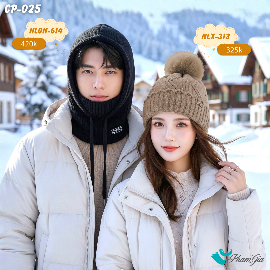 Set Nón Len, Nón Giữ Nhiệt Cặp Đôi Giữ Ấm Cao Cấp (CP025)