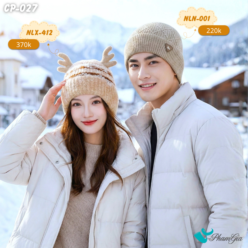 Set Nón Len, Nón Giữ Nhiệt Cặp Đôi Giữ Ấm Cao Cấp (CP027)