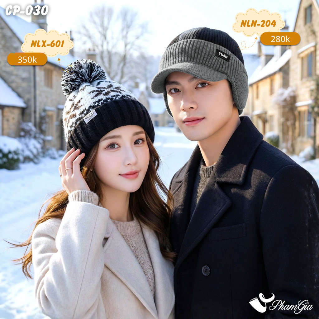 Set Nón Len, Nón Giữ Nhiệt Cặp Đôi Giữ Ấm Cao Cấp (CP030)
