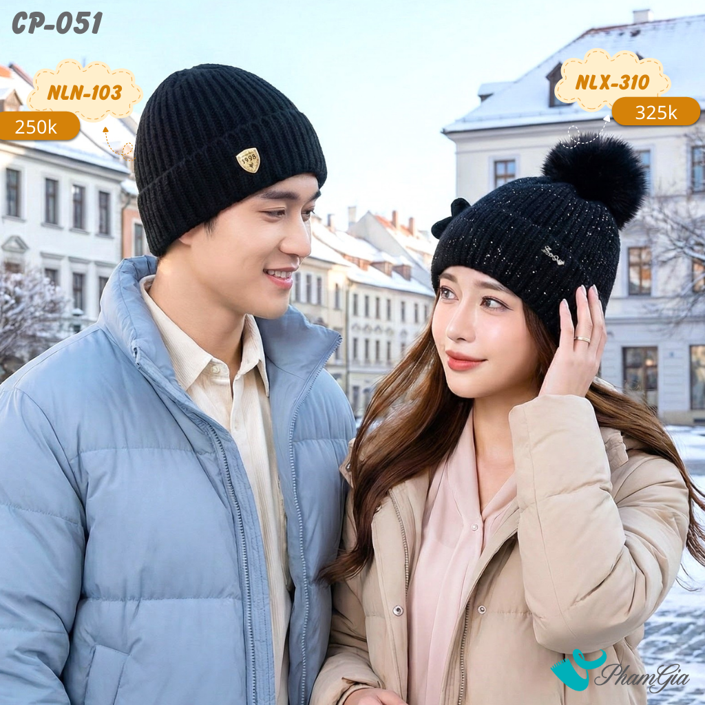 Set Nón Len, Nón Giữ Nhiệt Cặp Đôi Giữ Ấm Cao Cấp (CP051)