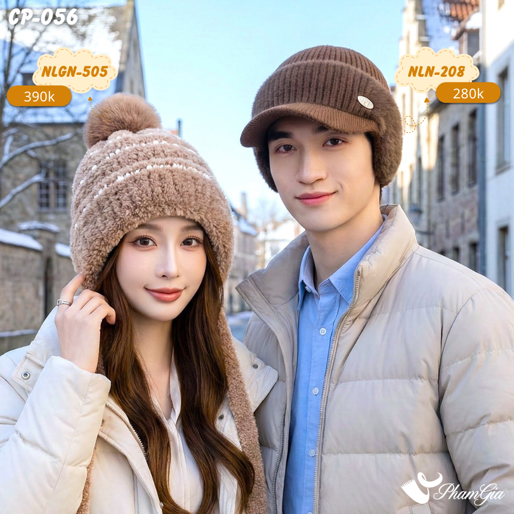 Set Nón Len, Nón Giữ Nhiệt Cặp Đôi Giữ Ấm Cao Cấp (CP056)