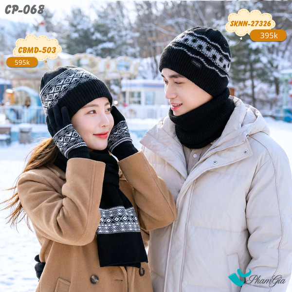 Set Khăn Nón Len Cặp Đôi Giữ Ấm Cao Cấp (CP068)
